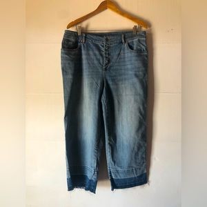 Chico’s women’s 16 wide leg crop let down hem jeans beach boho prairie eclectic